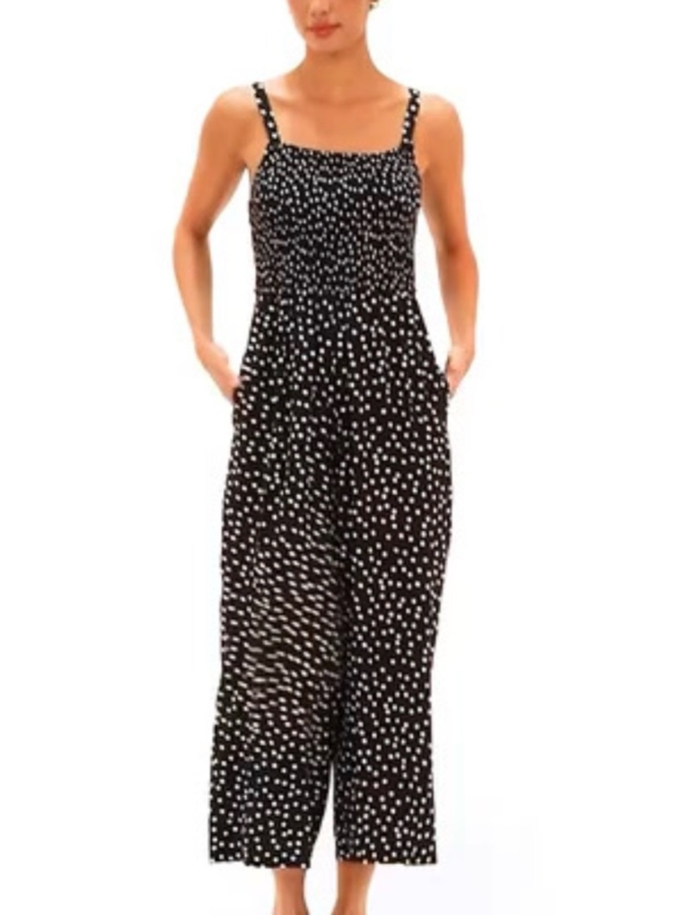 Meloday Black & White Smocked Waist jumpsuit